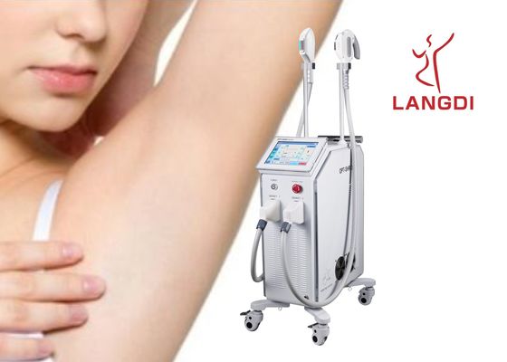 2 Handpieces Teknologi OPT SHR IPL+ DIODE LASER Untuk Menghilangkan Rambut / Peremajaan Kulit